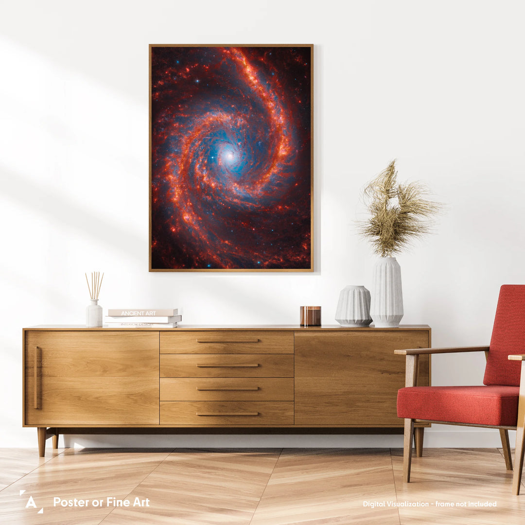Jesion: Spiral Galaxy NGC 1566 Poster (Hubble & Webb Views)
