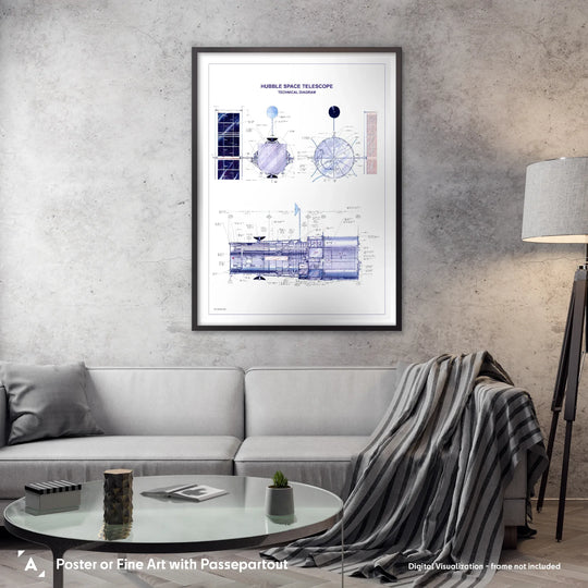 Hubble Space Telescope Poster - Technical Diagram