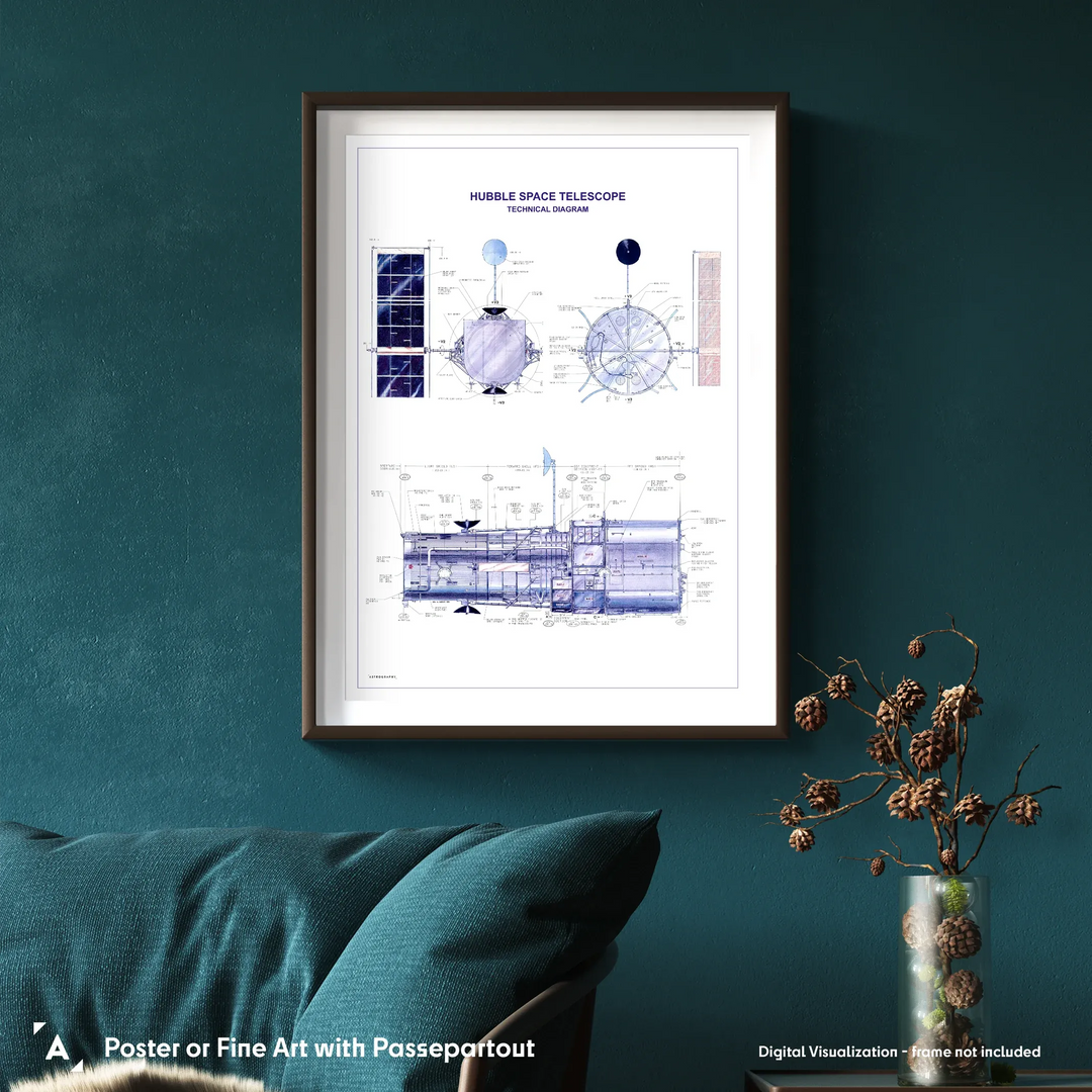 Hubble Space Telescope Poster - Technical Diagram