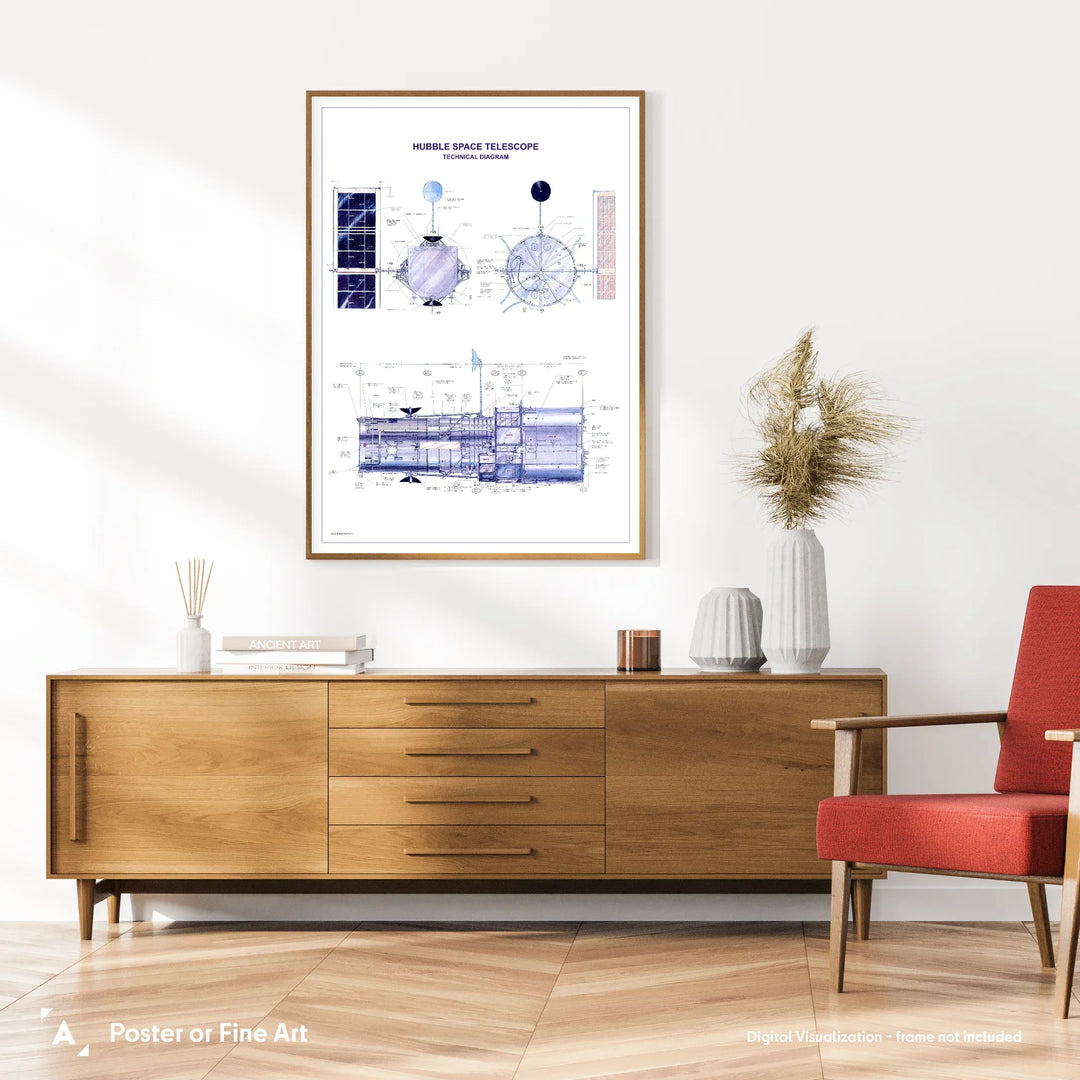 Hubble Space Telescope Poster - Technical Diagram