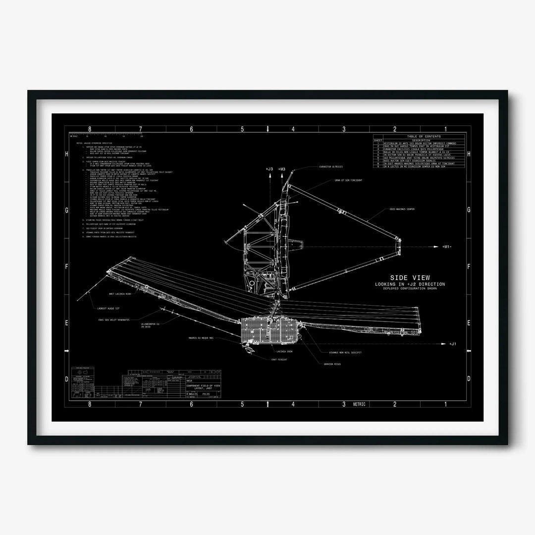 James Webb Space Telescope: Technical Diagram (Black)