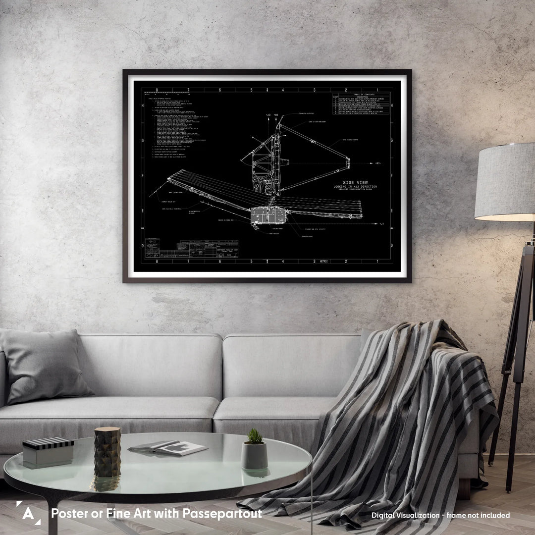 James Webb Space Telescope: Technical Diagram (Black)