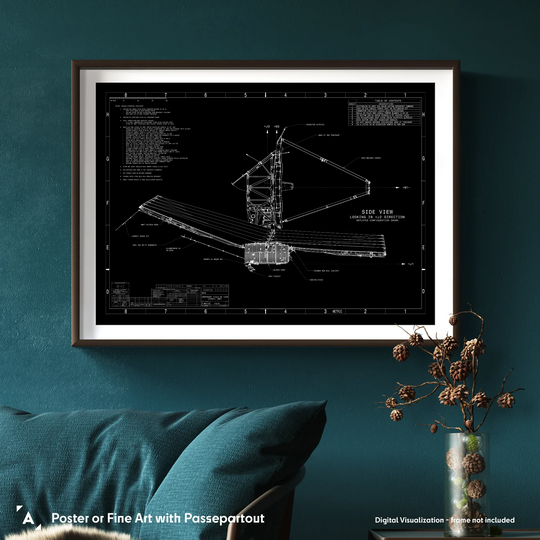 James Webb Space Telescope: Technical Diagram (Black)
