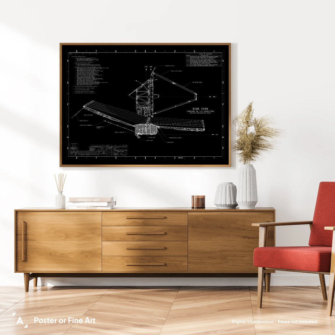 James Webb Space Telescope: Technical Diagram (Black)