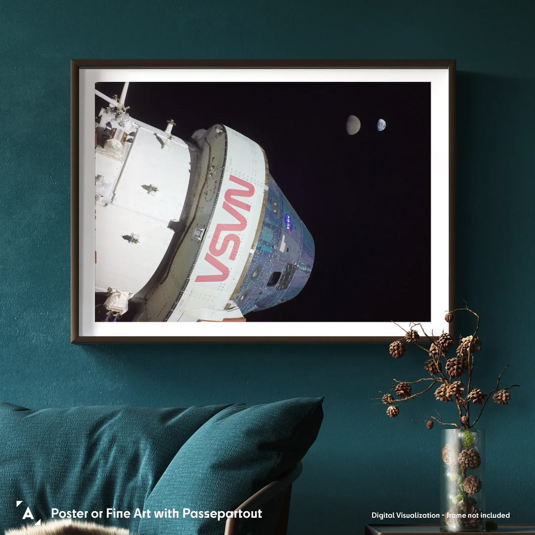 NASA Poster: Orion, Earth, and the Moon