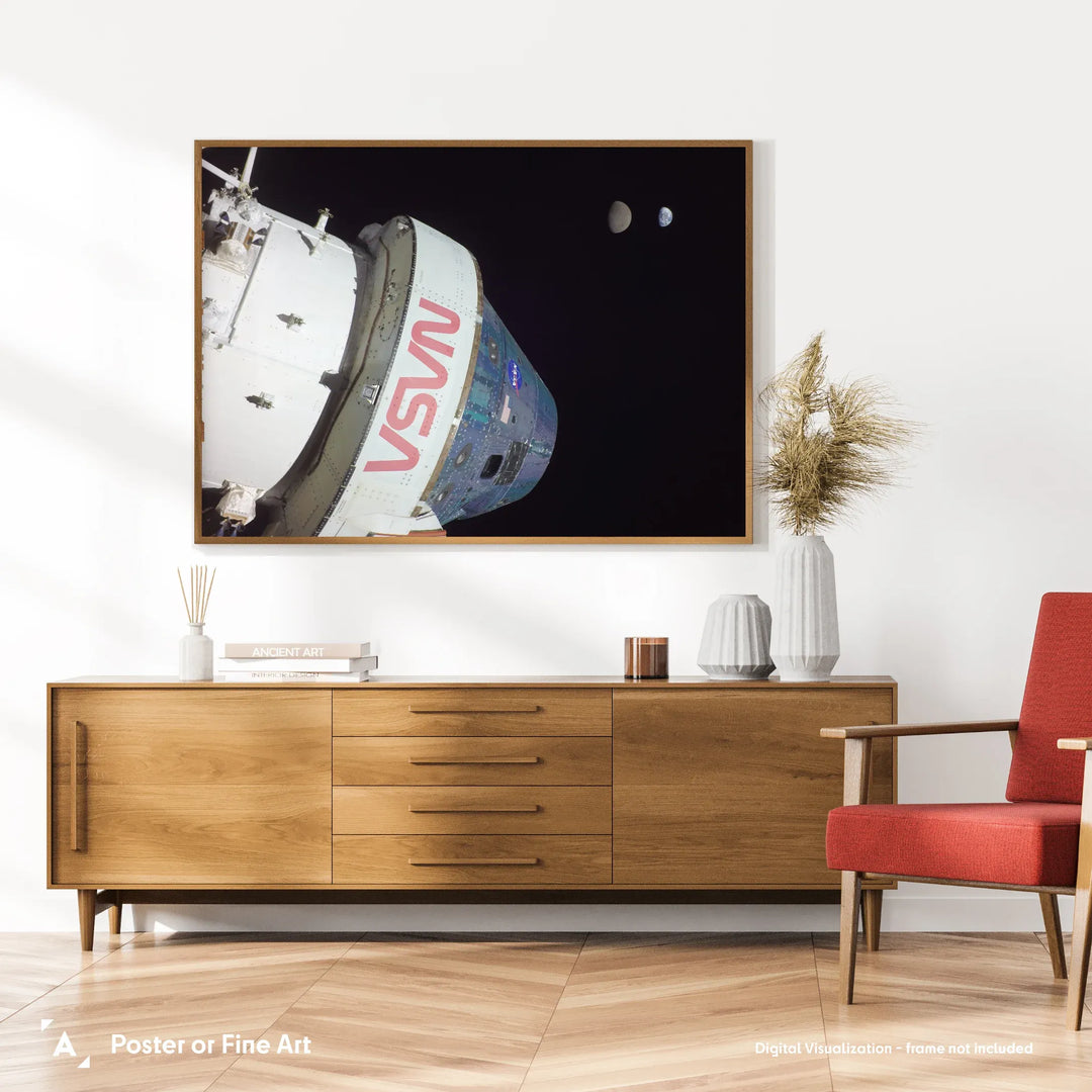 NASA Poster: Orion, Earth, and the Moon