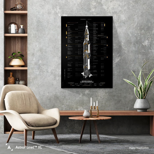 Saturn V Apollo Flight Configuration: Redesigned Black Poster