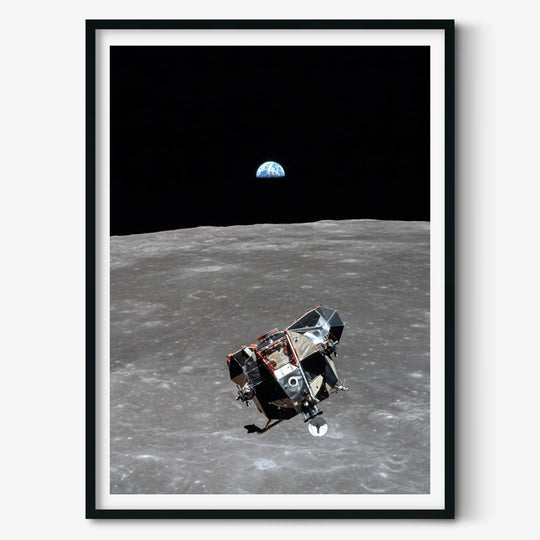 The Apollo 11 Lunar Module, the Moon, and the Earth - Michael Collins