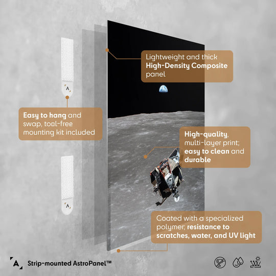 The Apollo 11 Lunar Module, the Moon, and the Earth - Michael Collins