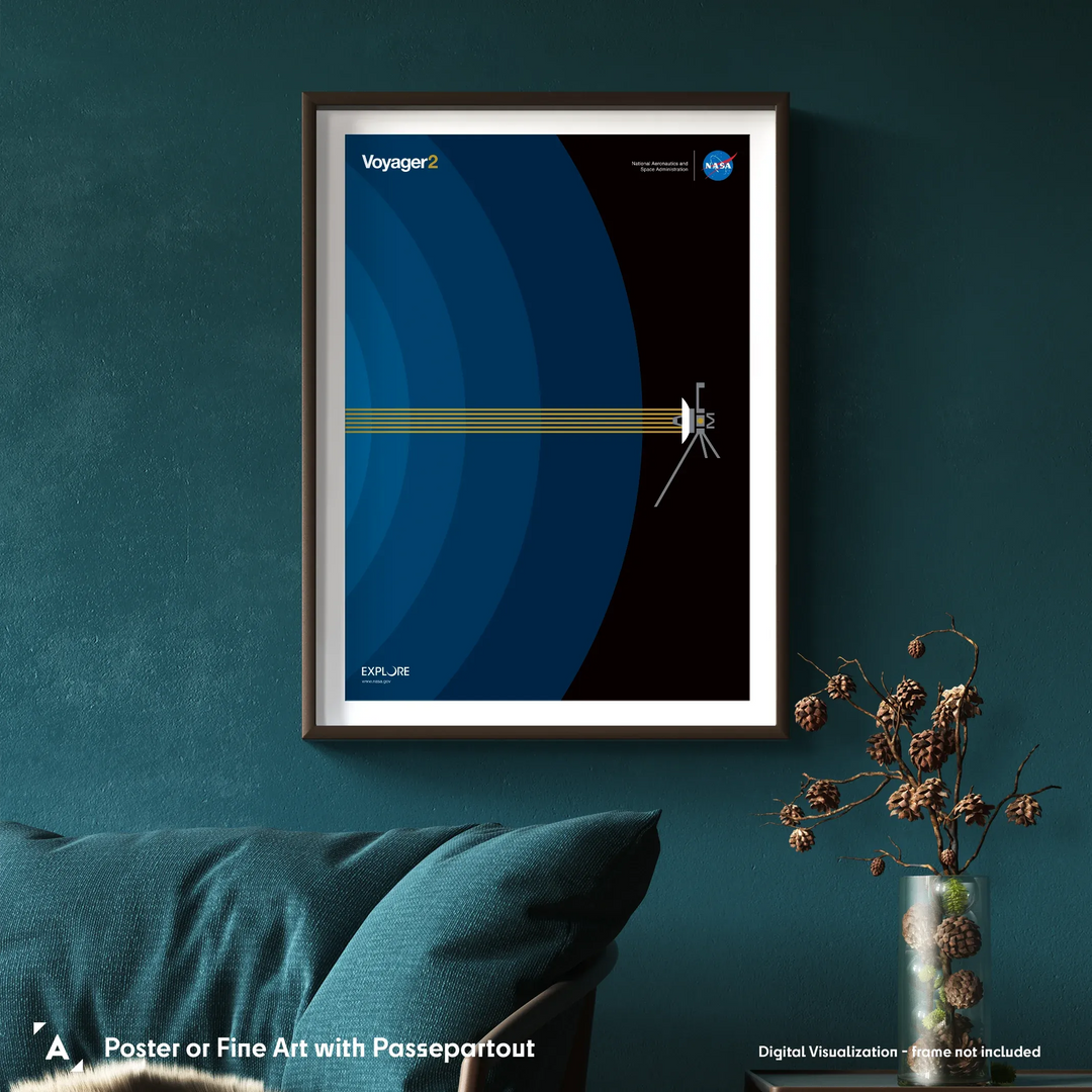 Voyager 2 Interstellar Space Poster (Blue Version)