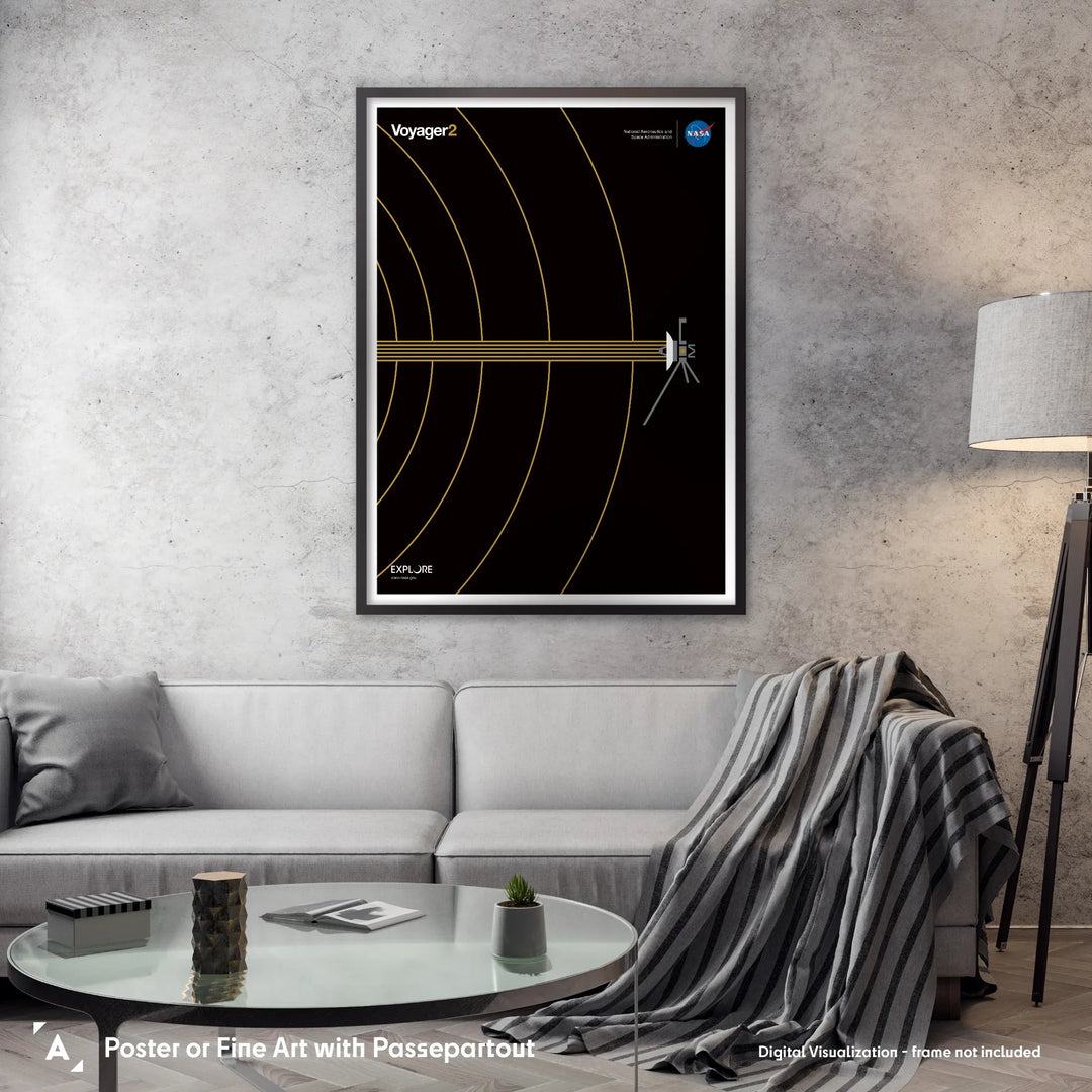 Voyager 2 Interstellar Space Poster (Gold Version)