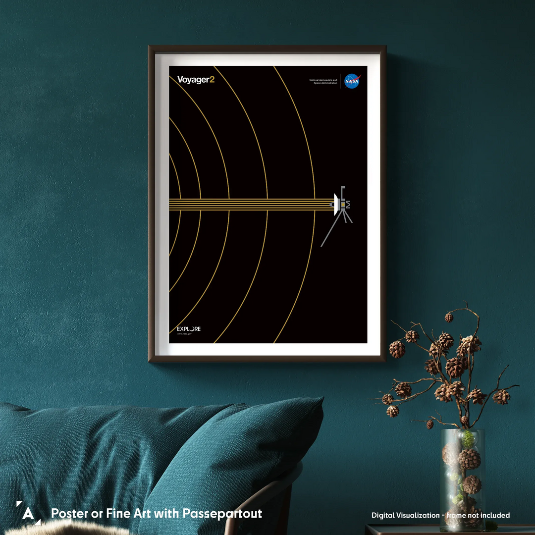 Voyager 2 Interstellar Space Poster (Gold Version)