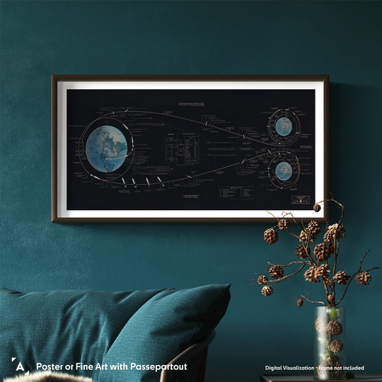Apollo Lunar Mission Flight Path - Vintage Panorama