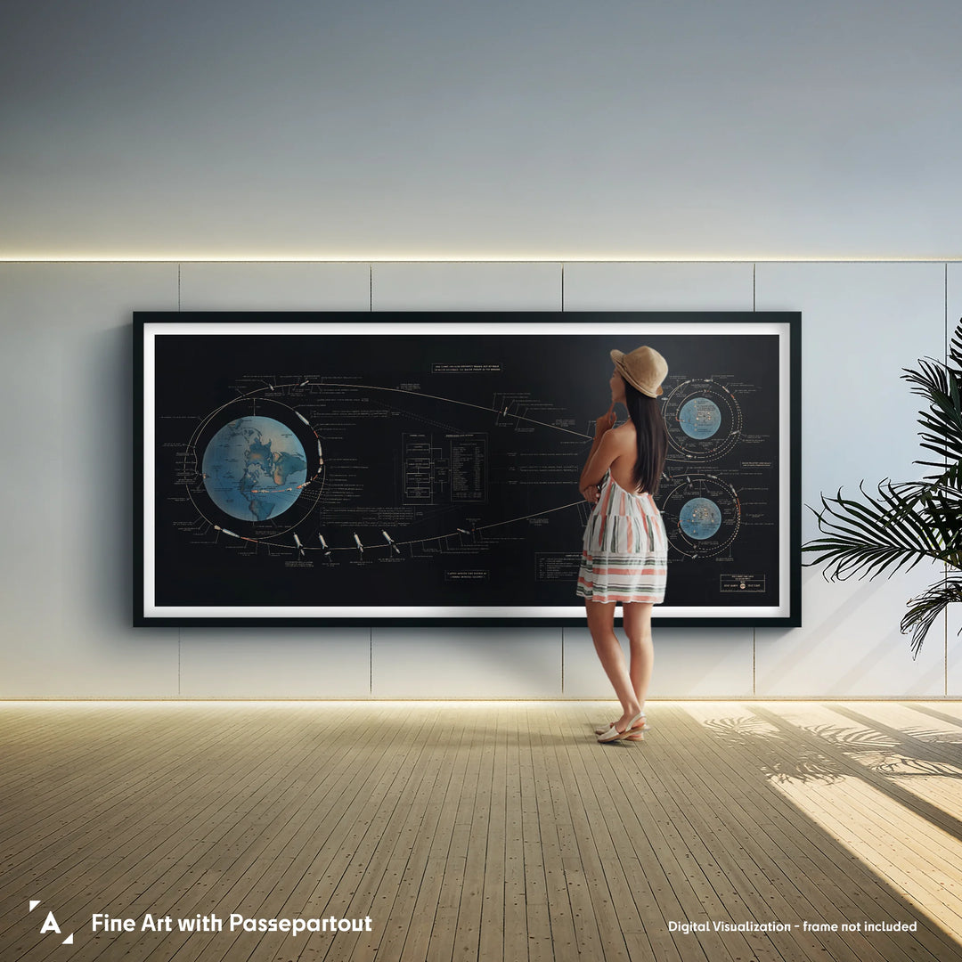 Apollo Lunar Mission Flight Path - Vintage Panorama