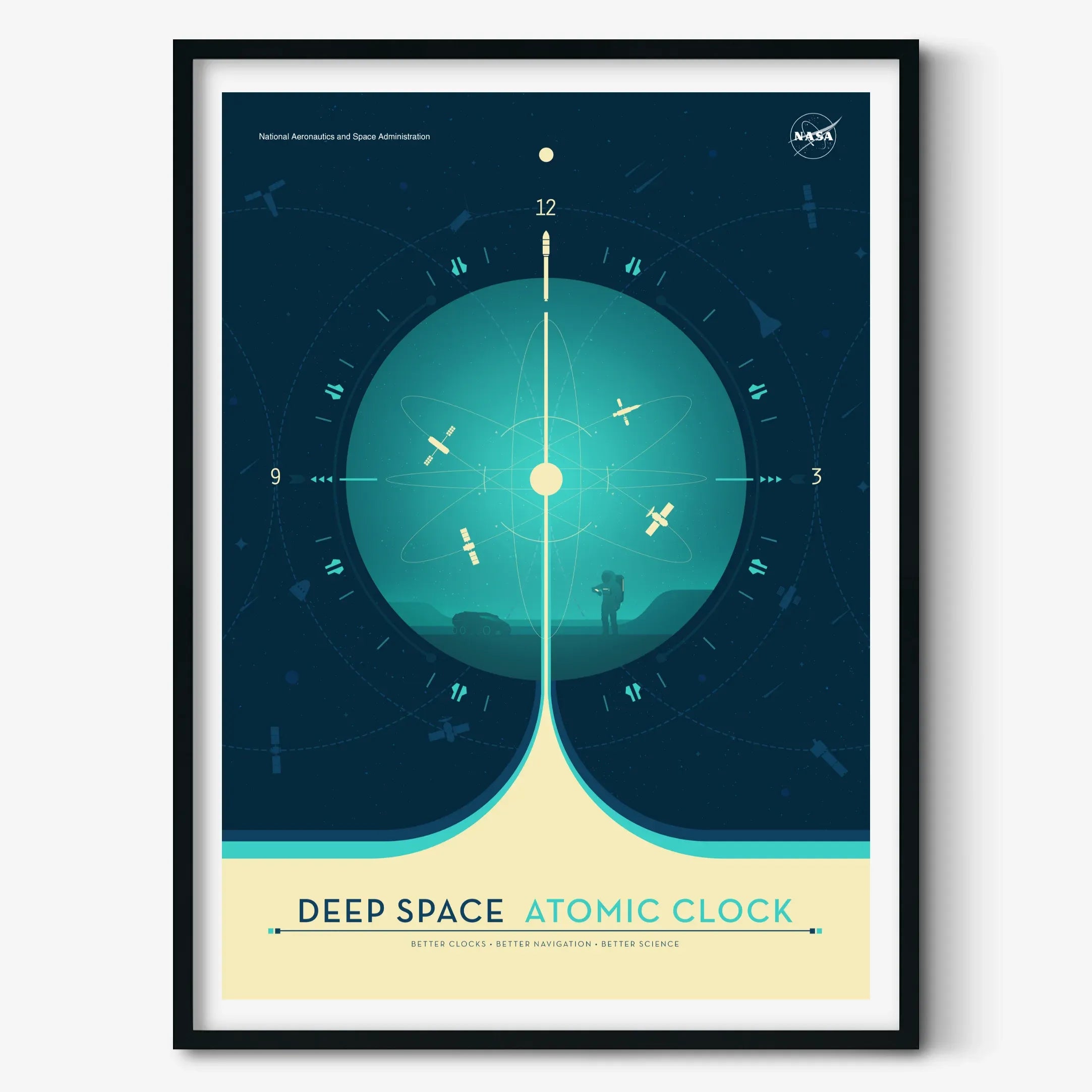 Atomic Clock Poster NASA Visions of the Future Blue Version