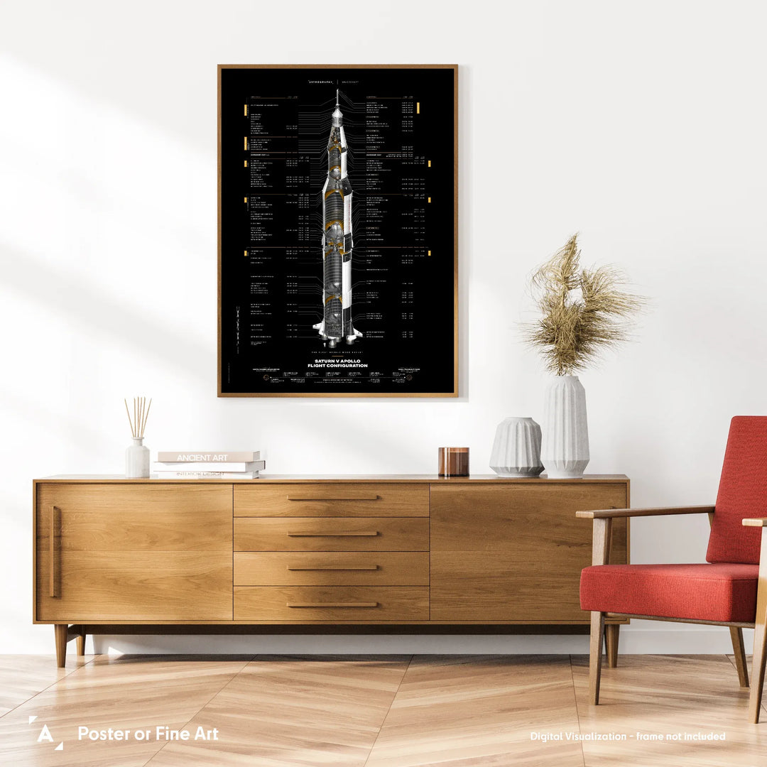 Saturn V Apollo Flight Configuration: Redesigned Black Poster