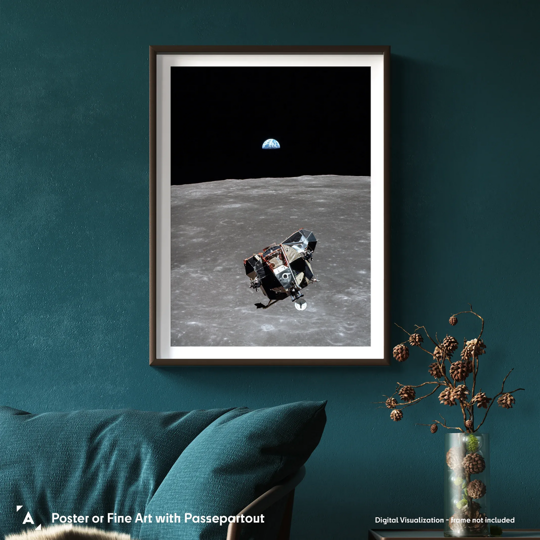The Apollo 11 Lunar Module, the Moon, and the Earth - Michael Collins