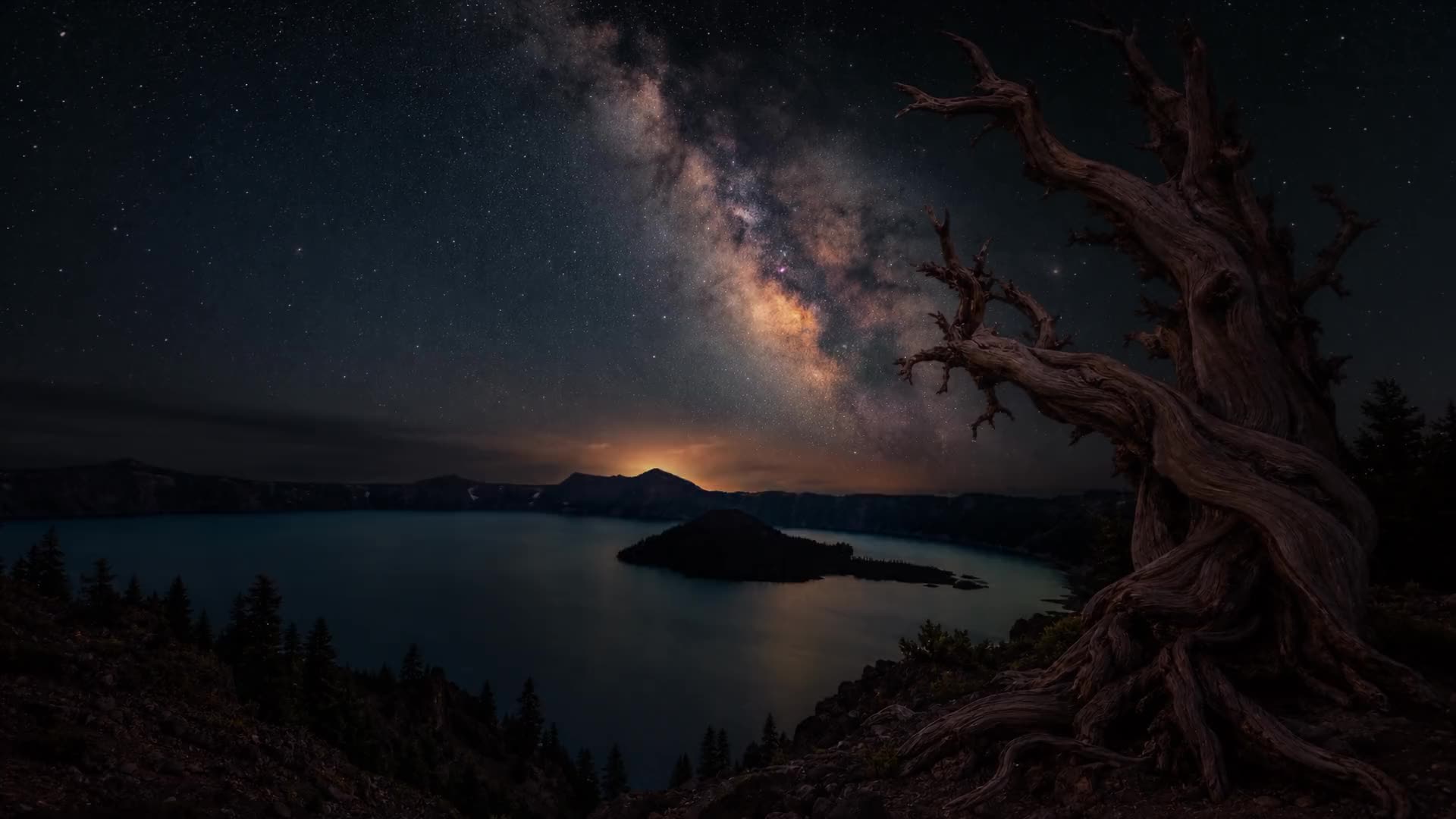 The Milky Way over Crater Lake