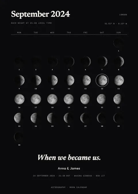 Month Calendar — example moon print